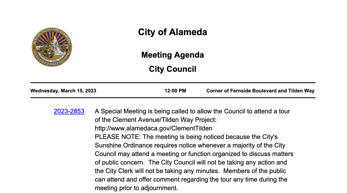 Alameda City Council takes a field trip to Clement Ave and Tilden Way — and gets ready to go around a (modern) roundabout again